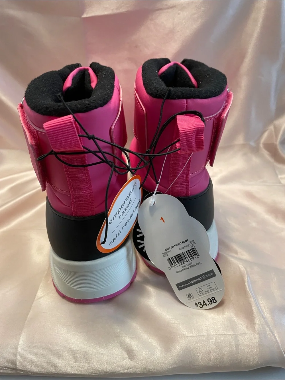 Wonder Nation Pink & Black Toddler Girls Zip Front Boots - NWT